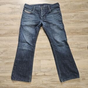 Diesel Industry Men's Dark Blue Zanity Regular Bootcut Denim Jeans 33x30